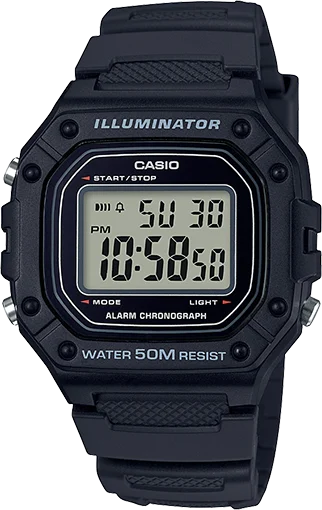 Casio Digital Black Resin Band Watch - W218H-1A