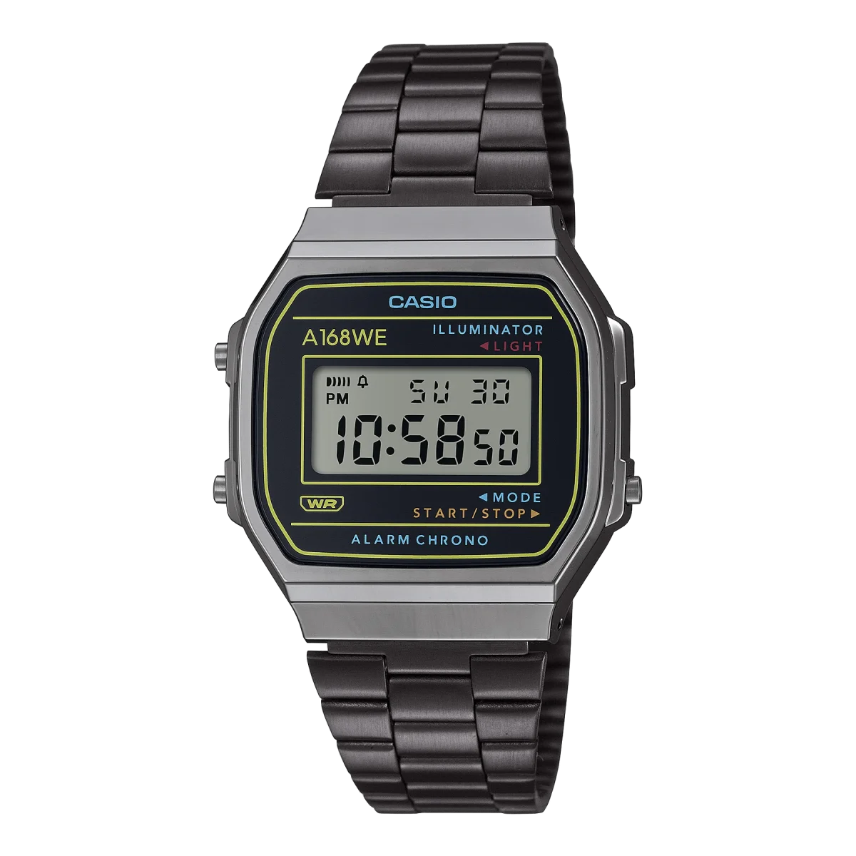 Casio Digital Hertage WR Black Ion Plated Band - A168WEHB-1A