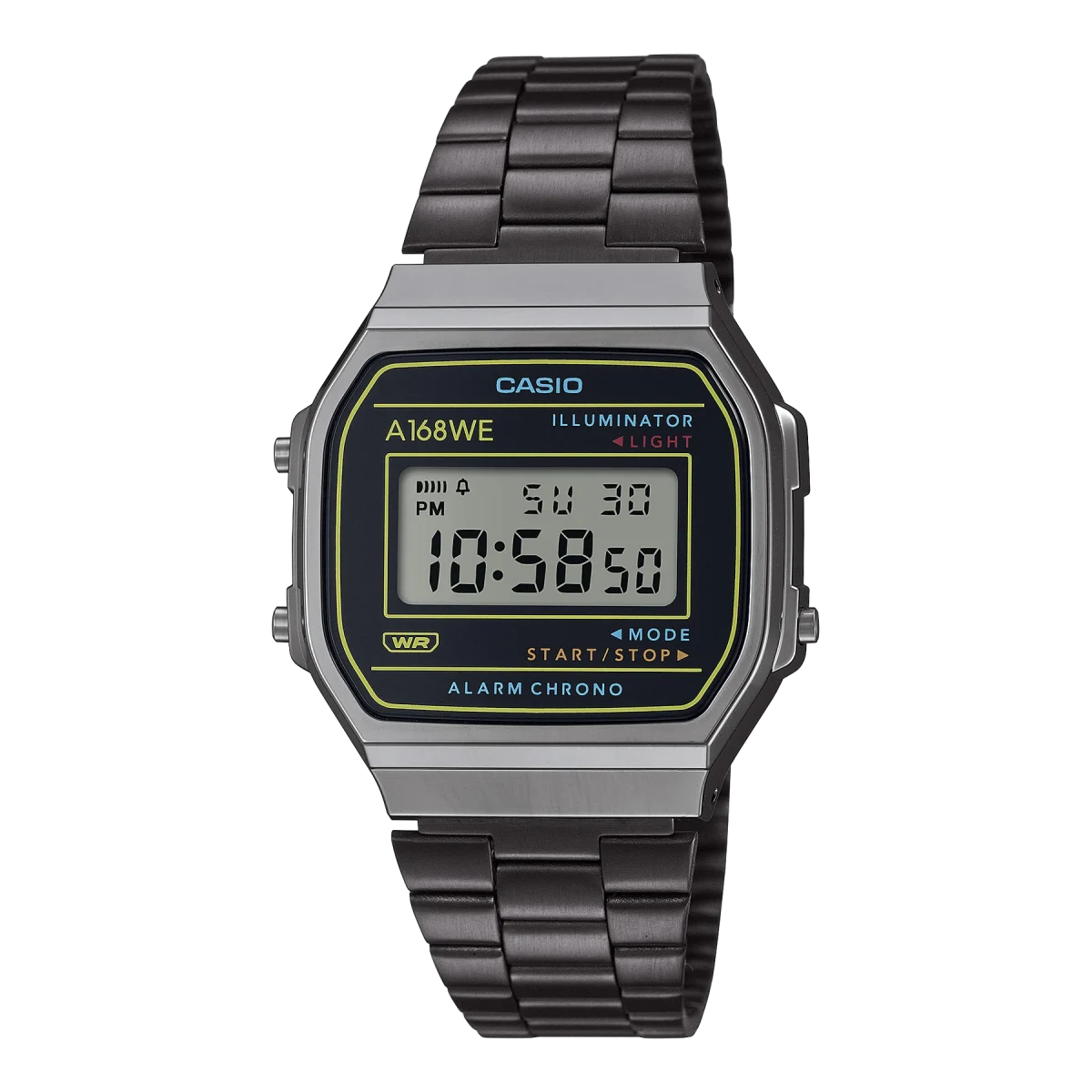 Casio Digital Hertage WR Black Ion Plated Band - A168WEHB-1A