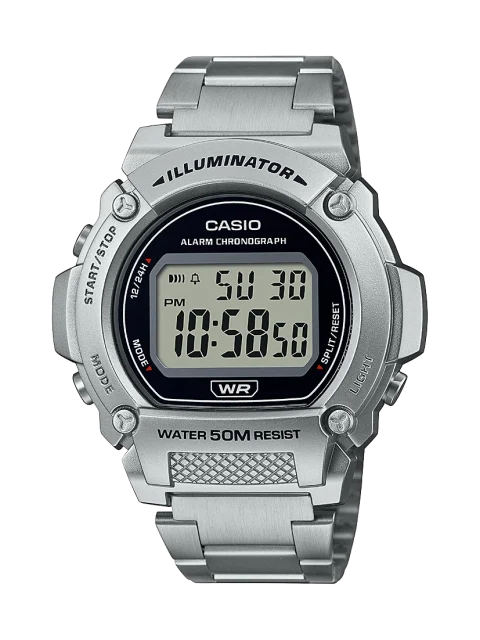Casio Digital LED 50m Stainless Steel Band Watch - W219HD-1A