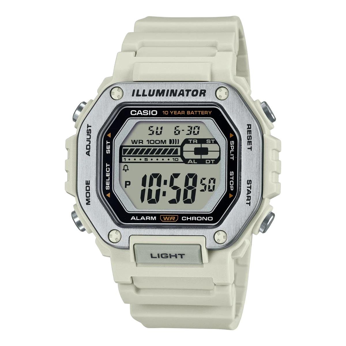 Casio Digital LED Dual Time 100M WR Watch - MWD110H-8A