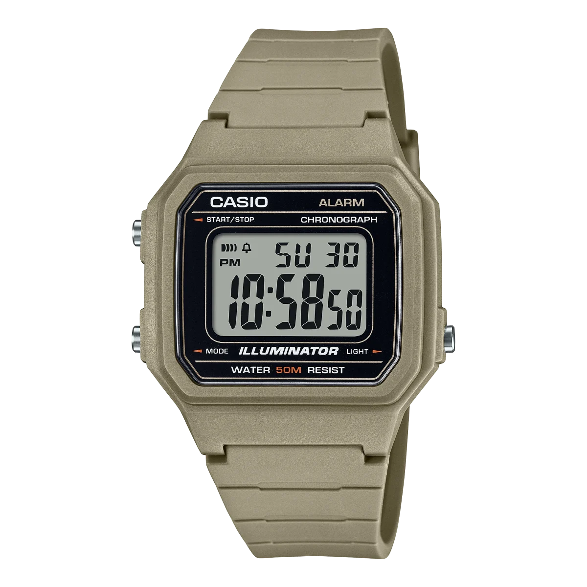 Casio Digital Utility Beige Colour 50M WR Watch - W217H-5A