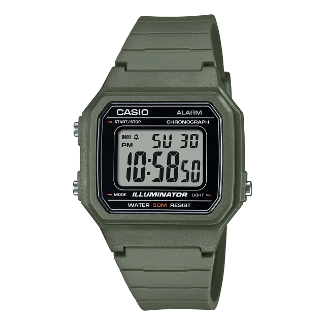 Casio Digital Utility Green Colour 50M WR Watch - W217H-3A