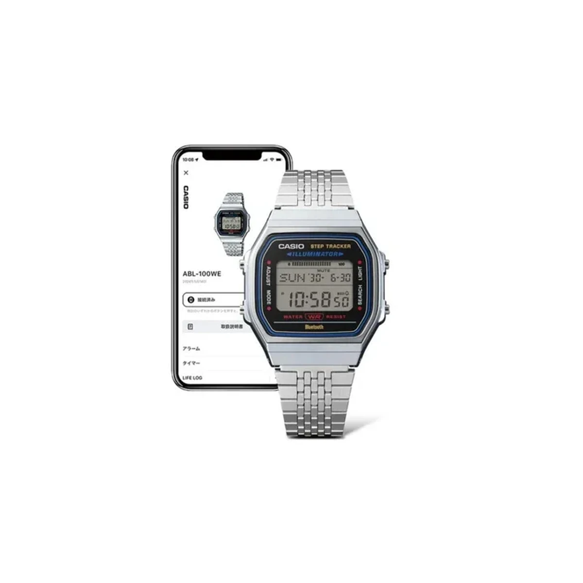 Casio Digital Vintage Bluetooth Connect, Step Count Watch - ABL100WE-1A