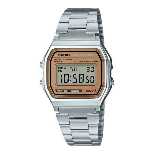 Casio Digital Vintage Brown Dial Stainless Steel Band - A158WEA-9D