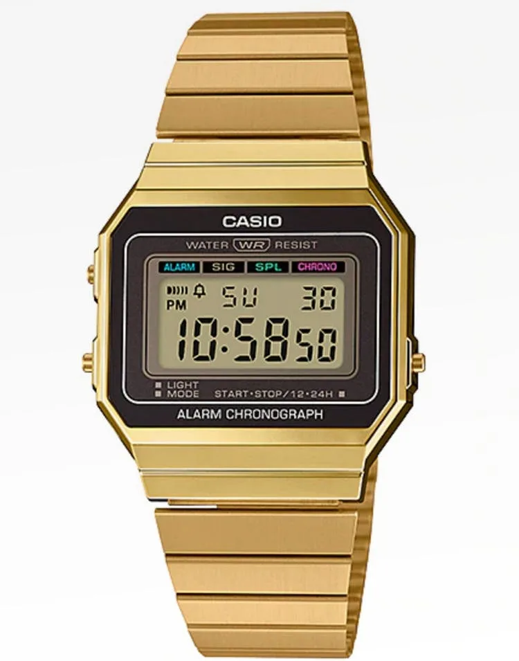 CASIO Digital Vintage WR, Gold Case & Band - A700WG-9ADF