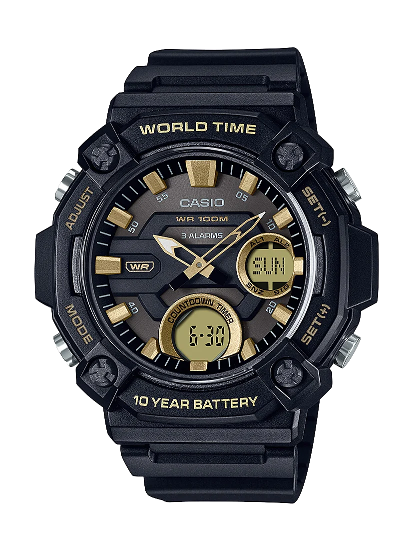 Casio Dual Time 100m & 10 Year Battery Watch - AEQ120W-9A