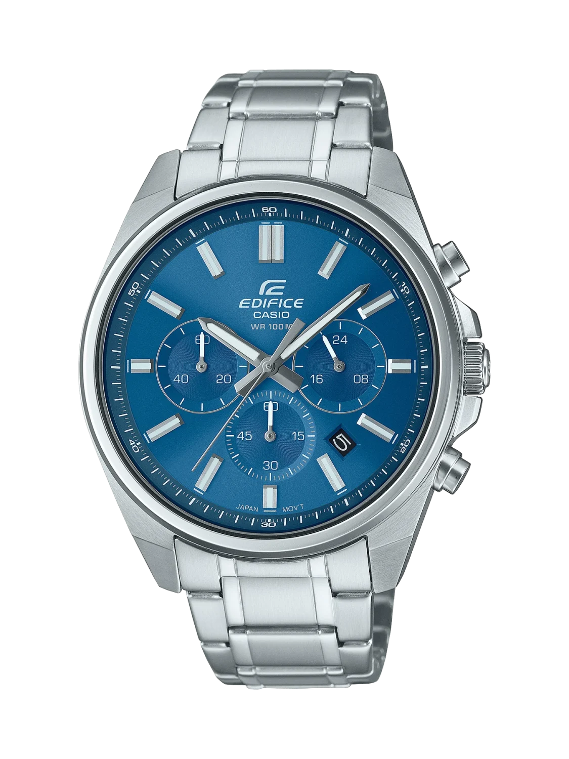 Casio Edifice Analogue Chronograph 100M WR Blue Face Stainless Steel Band Watch - EFV650D-2A