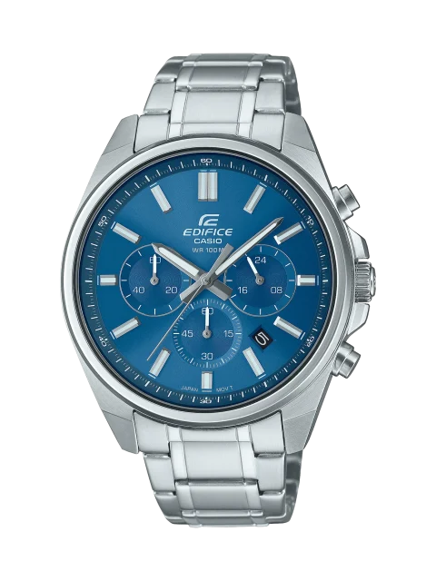 Casio Edifice Analogue Chronograph 100M WR Blue Face Stainless Steel Band Watch - EFV650D-2A