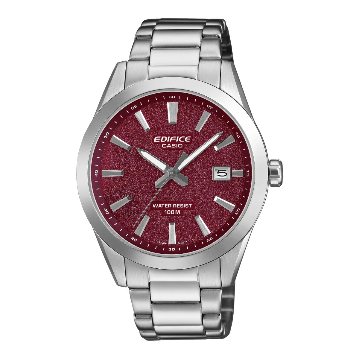 Casio Edifice EFV160D-4A Men's Red Dial Stainless Steel Watch