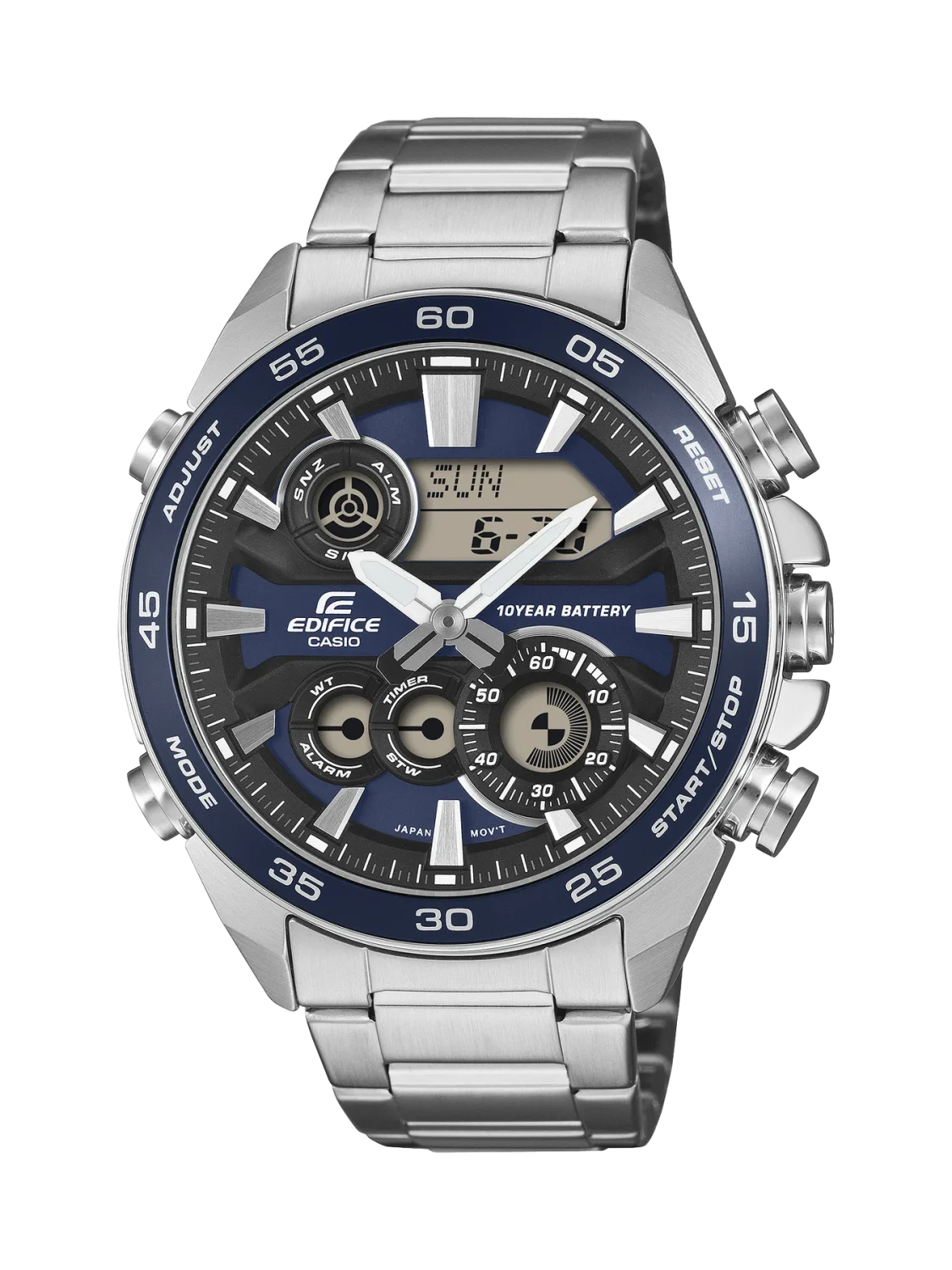 Casio Edifice ERA130-2A Men’s Analog Digital Chronograph Watch Blue Dial Stainless Steel