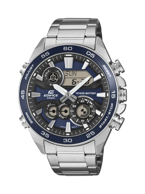 Casio Edifice ERA130-2A Men’s Analog Digital Chronograph Watch Blue Dial Stainless Steel