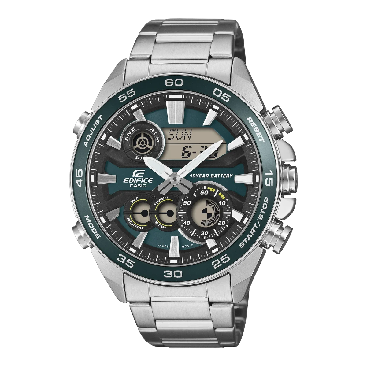 Casio Edifice ERA130D-3A Green Bezel Stainless Steel Ana-Digi Men’s Watch