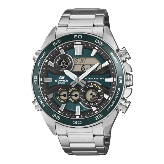 Casio Edifice ERA130D-3A Green Bezel Stainless Steel Ana-Digi Men’s Watch