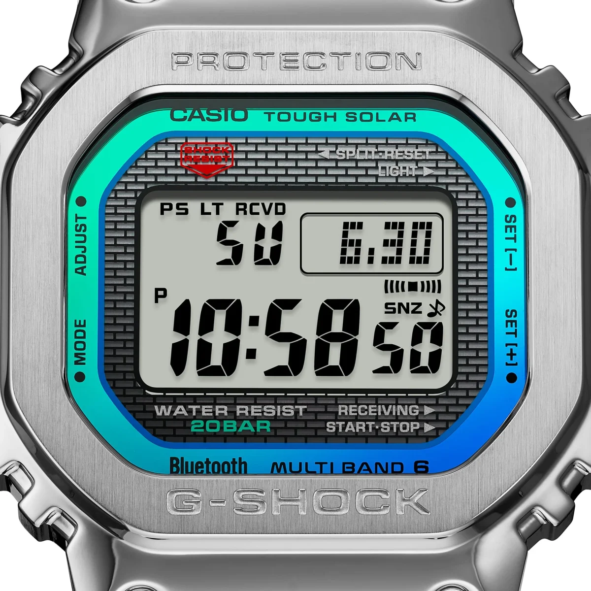 Casio G-Shock 40th Anniversary Polychromatic Solar Powered 200M WR Grey Dial Stainless Steel Case & Band - GMWB5000PC-1D