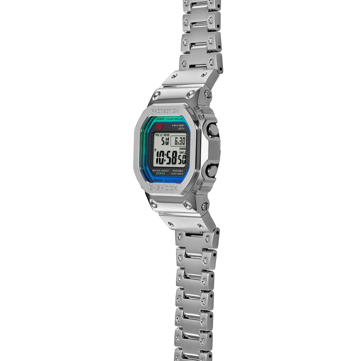 Casio G-Shock 40th Anniversary Polychromatic Solar Powered 200M WR Grey Dial Stainless Steel Case & Band - GMWB5000PC-1D