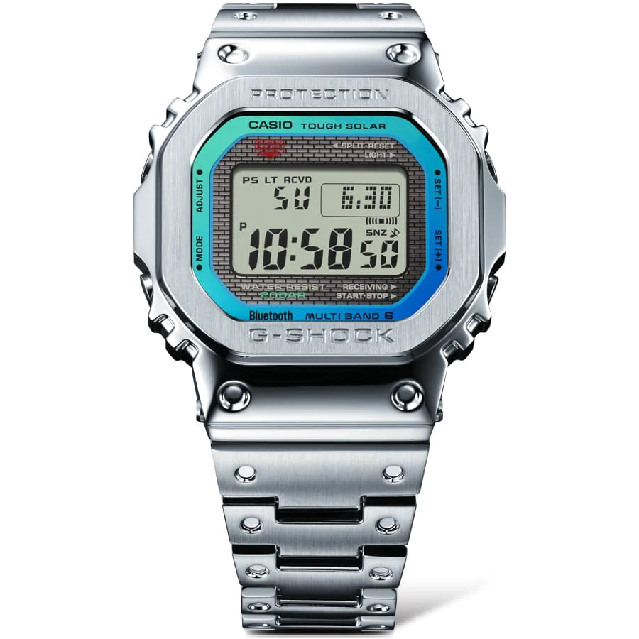 Casio G-Shock 40th Anniversary Polychromatic Solar Powered 200M WR Grey Dial Stainless Steel Case & Band - GMWB5000PC-1D