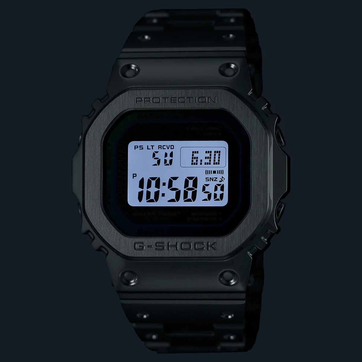 Casio G-Shock 40th Anniversary Polychromatic Solar Powered 200M WR Grey Dial Stainless Steel Case & Band - GMWB5000PC-1D