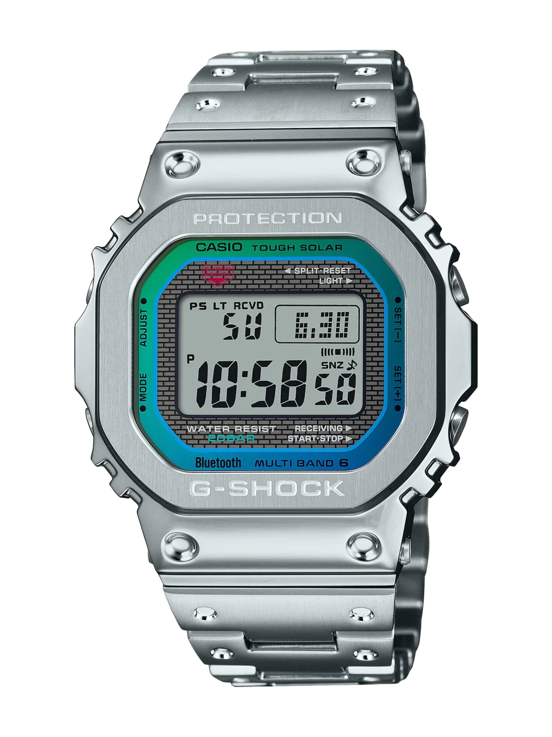 Casio G-Shock 40th Anniversary Polychromatic Solar Powered 200M WR Grey Dial Stainless Steel Case & Band - GMWB5000PC-1D
