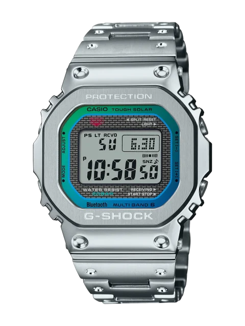 Casio G-Shock 40th Anniversary Polychromatic Solar Powered 200M WR Grey Dial Stainless Steel Case & Band - GMWB5000PC-1D