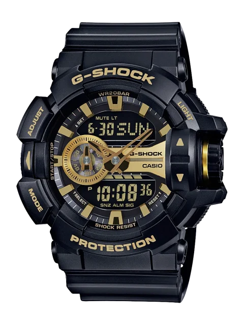 Casio G-Shock Analogue/Digital 200m WR Rotary Switch Black / Gold Watch - GA400GB-1A9