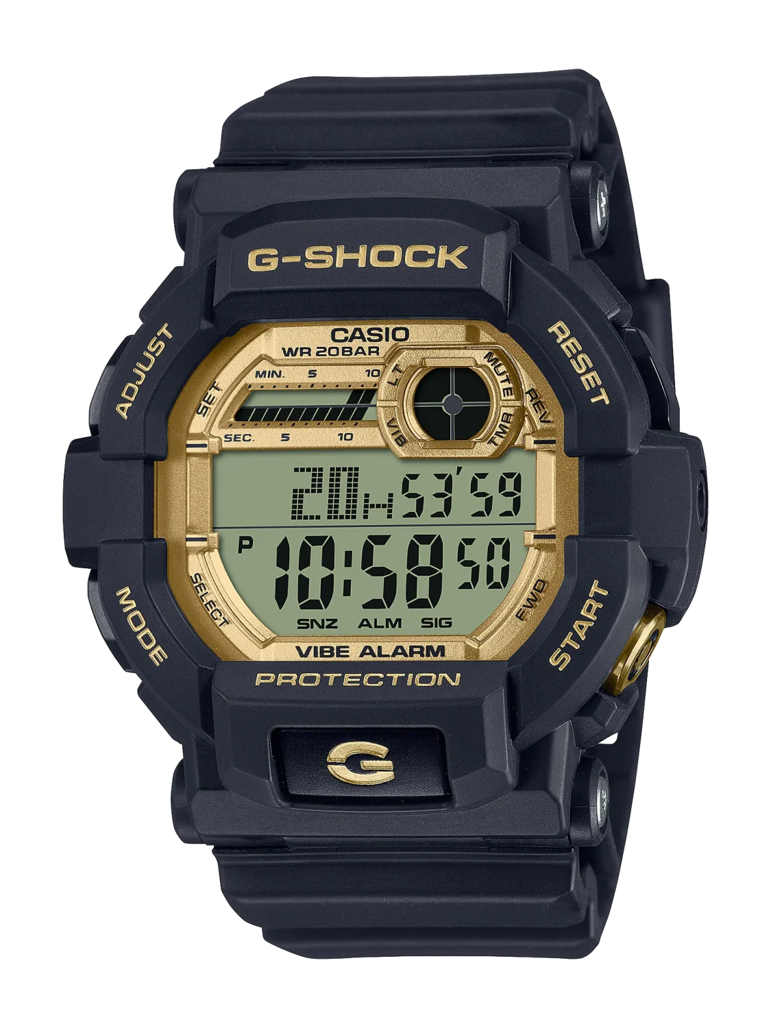 Casio G-Shock Digital Black & Gold 200m Resin Band Watch - GD350GB-1D