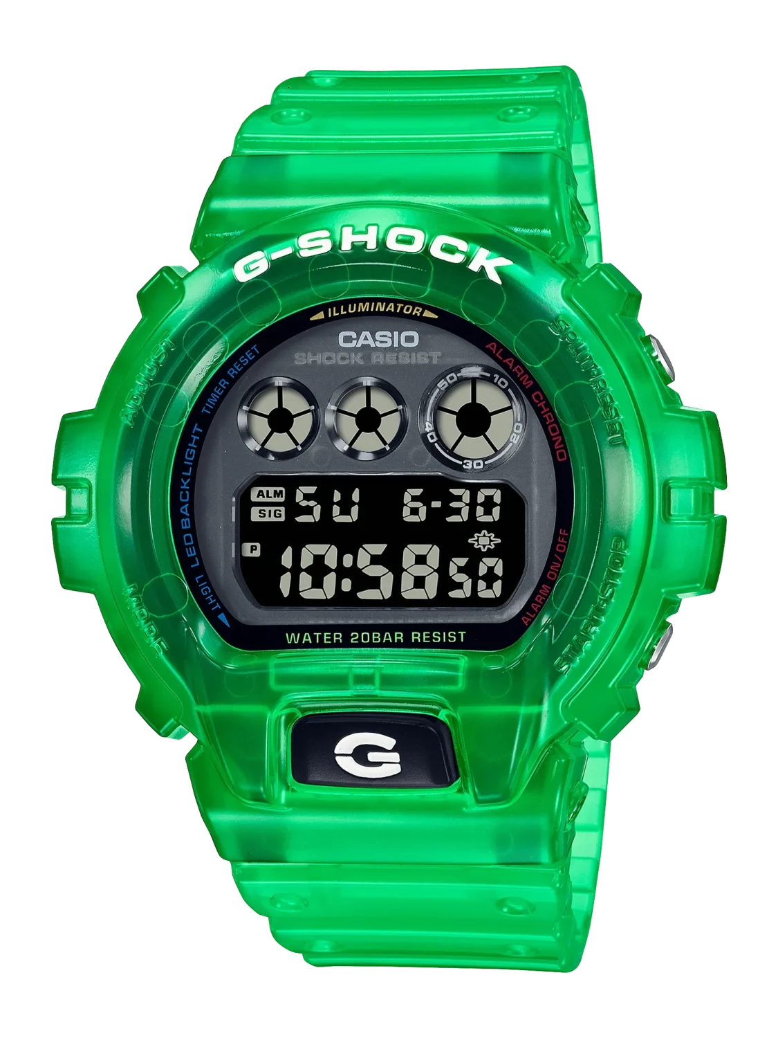 Casio G-Shock Digital Joytopia Green Translucent Resin Band - DW6900JT-3D