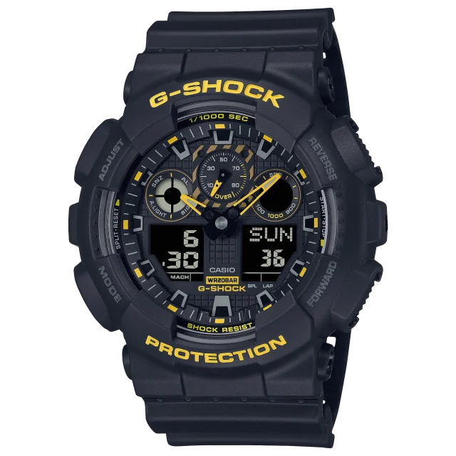 Casio G-Shock Duel Black & Yellow 200M WR Black Resin Band - GA100CY-1ADR