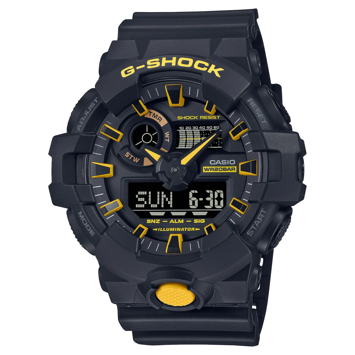 Casio G-Shock Duel Black & Yellow 200M WR Black Resin Band - GA700CY-1A