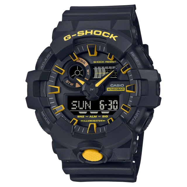 Casio G-Shock Duel Black & Yellow 200M WR Black Resin Band - GA700CY-1A