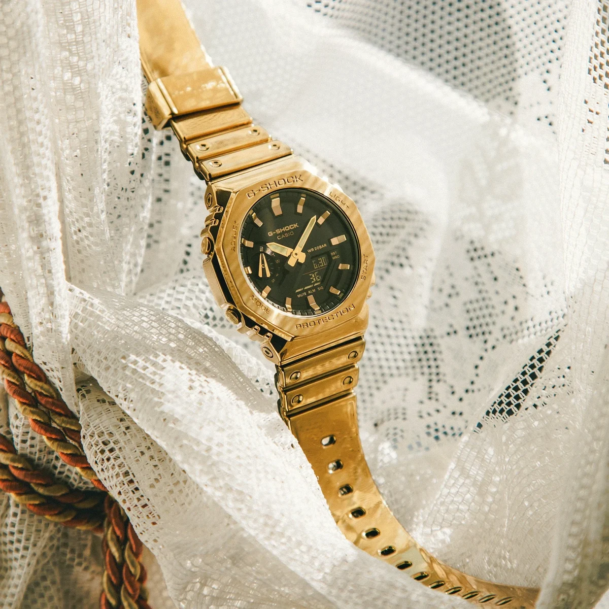 CASIO G-Shock Duel Gold Tone Stainless Case and Gold Tone Tough Silicone Band 200M WR - GM2100YMG-9A