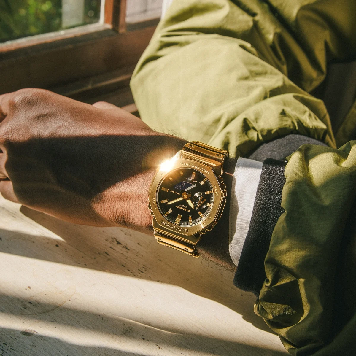 CASIO G-Shock Duel Gold Tone Stainless Case and Gold Tone Tough Silicone Band 200M WR - GM2100YMG-9A