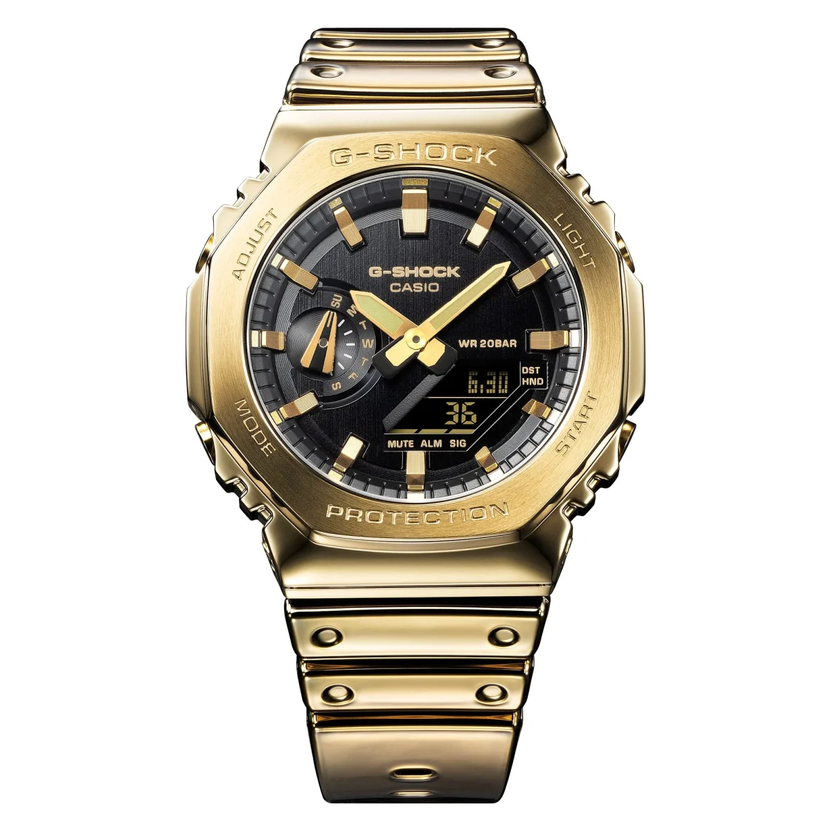CASIO G-Shock Duel Gold Tone Stainless Case and Gold Tone Tough Silicone Band 200M WR - GM2100YMG-9A