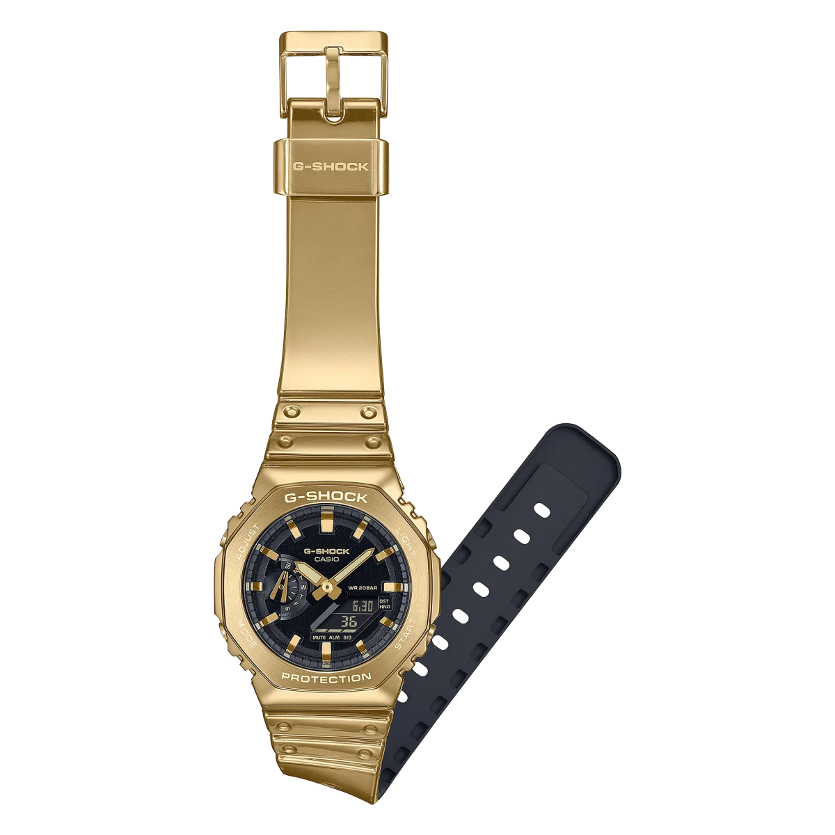 CASIO G-Shock Duel Gold Tone Stainless Case and Gold Tone Tough Silicone Band 200M WR - GM2100YMG-9A