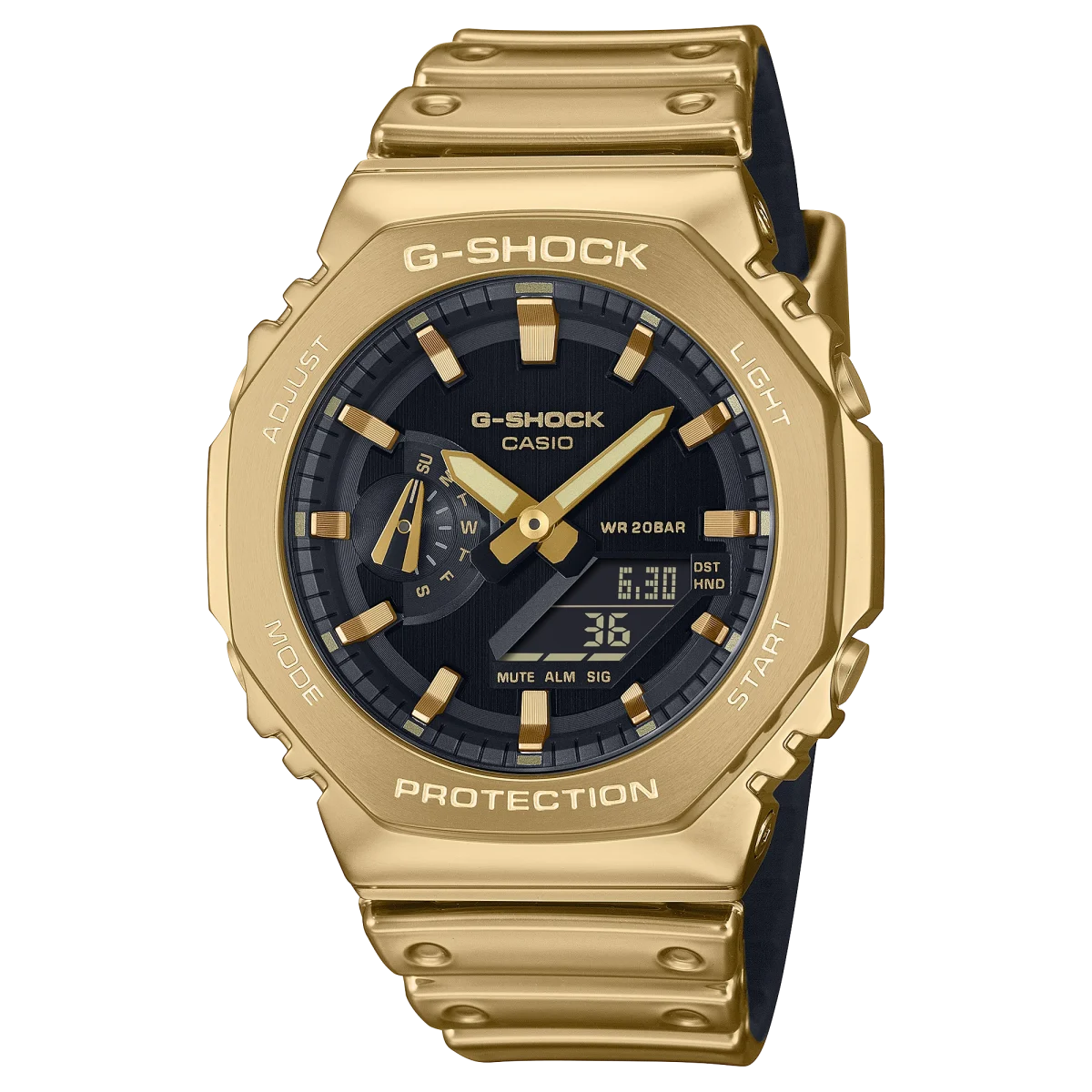 CASIO G-Shock Duel Gold Tone Stainless Case and Gold Tone Tough Silicone Band 200M WR - GM2100YMG-9A