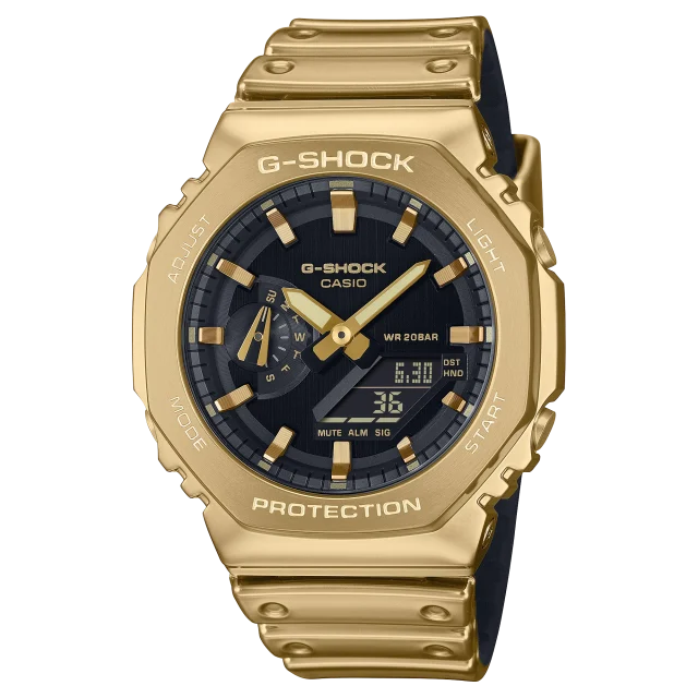 CASIO G-Shock Duel Gold Tone Stainless Case and Gold Tone Tough Silicone Band 200M WR - GM2100YMG-9A