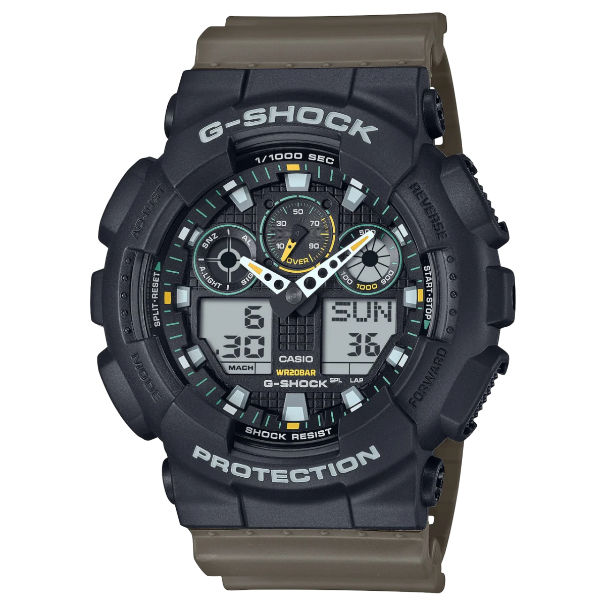 Casio G-Shock Duel Time Black Case & Baige Band 200M WR - GA100TU-1A3