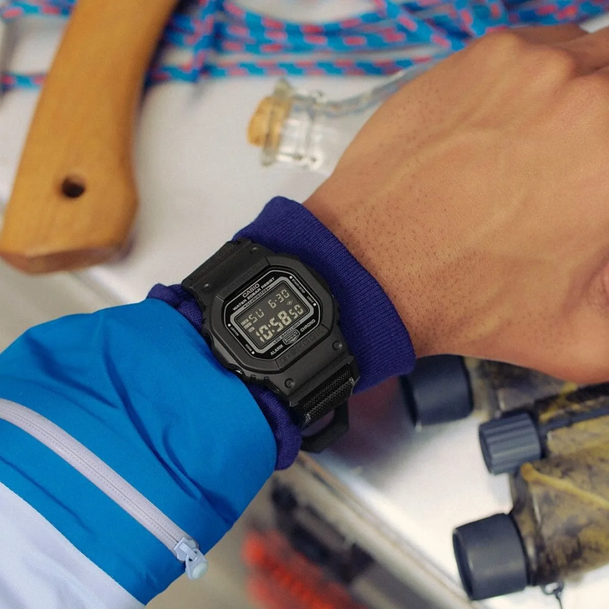 Casio G-Shock DW5600MNC-1D Digital Watch – Cloth Band, Shock Resistant, 200M Water Resistant