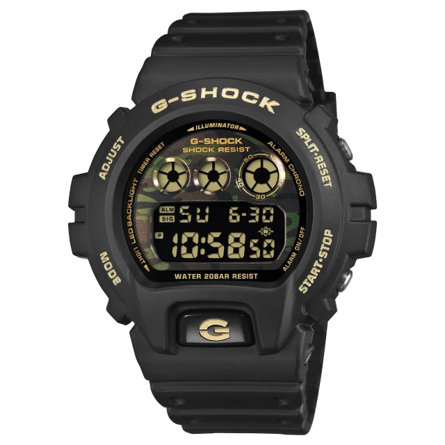 Casio G-Shock DW6900CF-1D Men's Digital Watch – Black & Gold Camo | 200M Water Resistant
