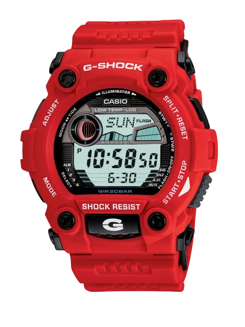 CASIO G-SHOCK G7900A-4DR – Red Resin Digital Adventure Watch | 200 m Water-Resistant | Moon & Tide Graphs