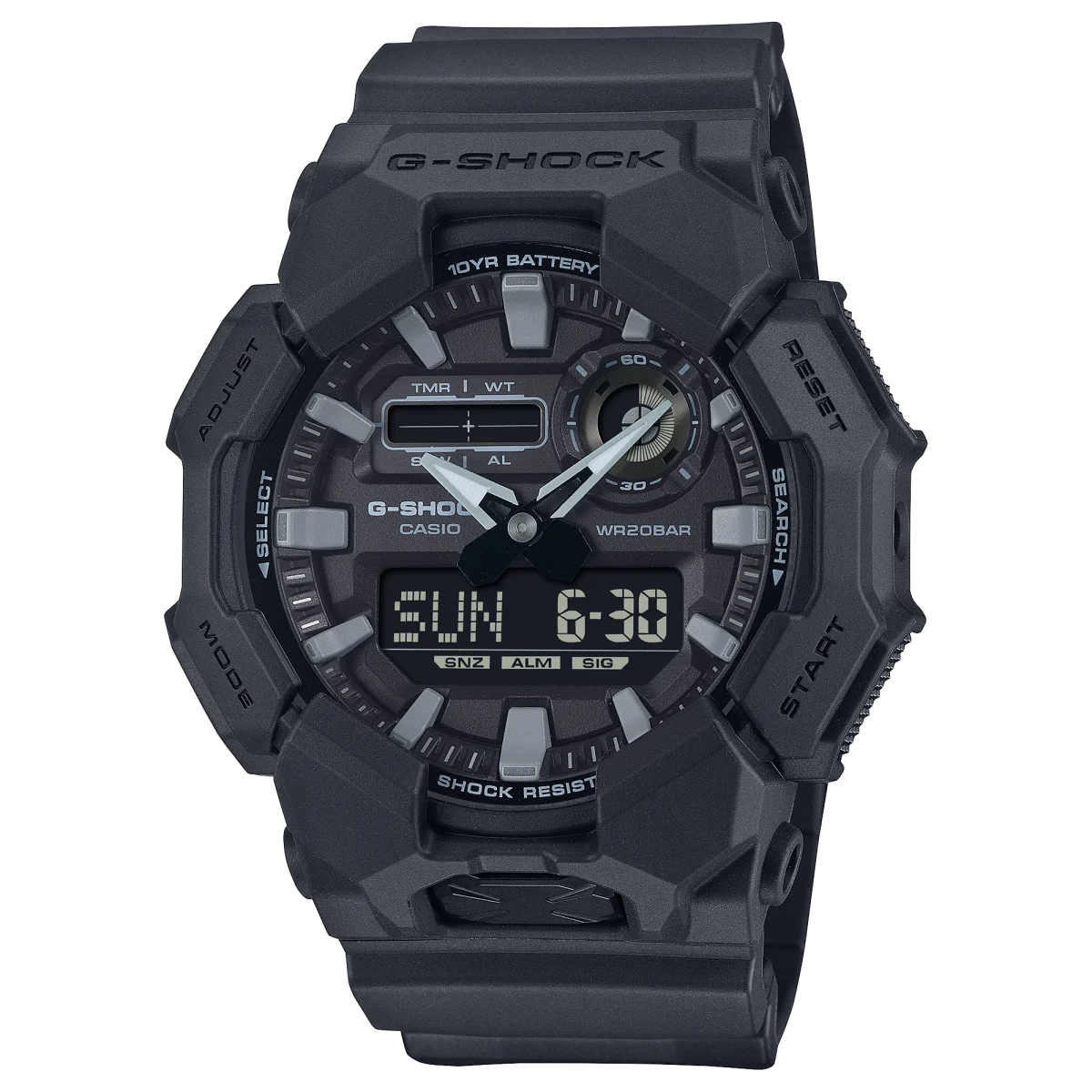 Casio G-Shock GA-010-1A1 Men's Analog-Digital Black Watch | 10-Year Battery | 200M Water Resistant