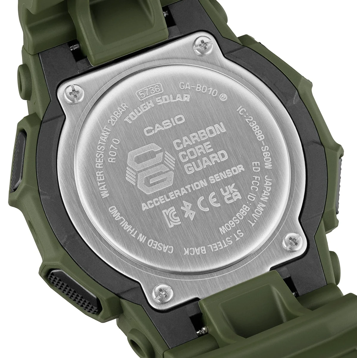 CASIO G‑SHOCK GA‑B010‑3ADR Tough Solar Bluetooth Step‑Tracker Watch — Green