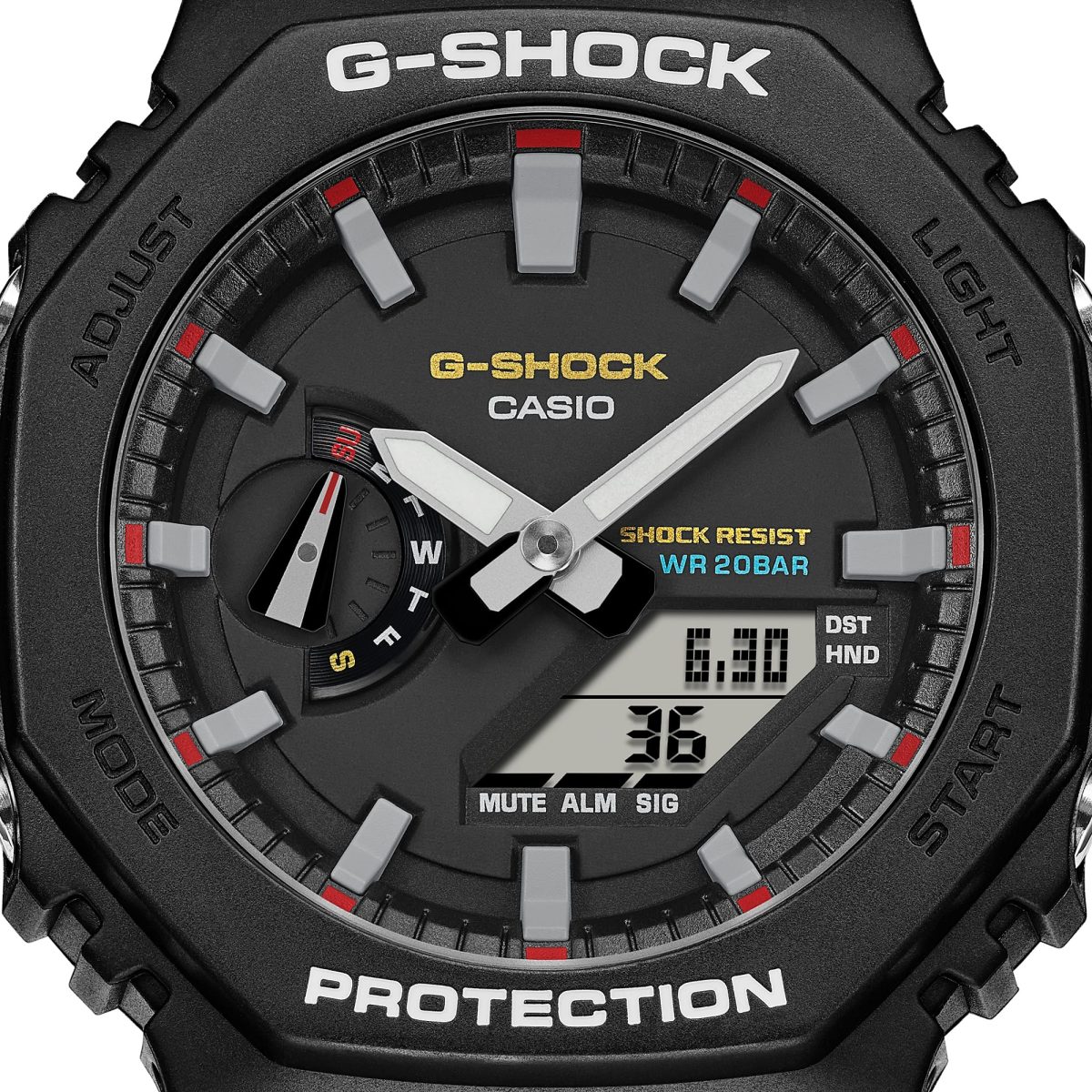 Casio G-Shock GA2100RL-1A – Carbon Core Guard Analog-Digital “CasiOak” (Black/Red Accent)