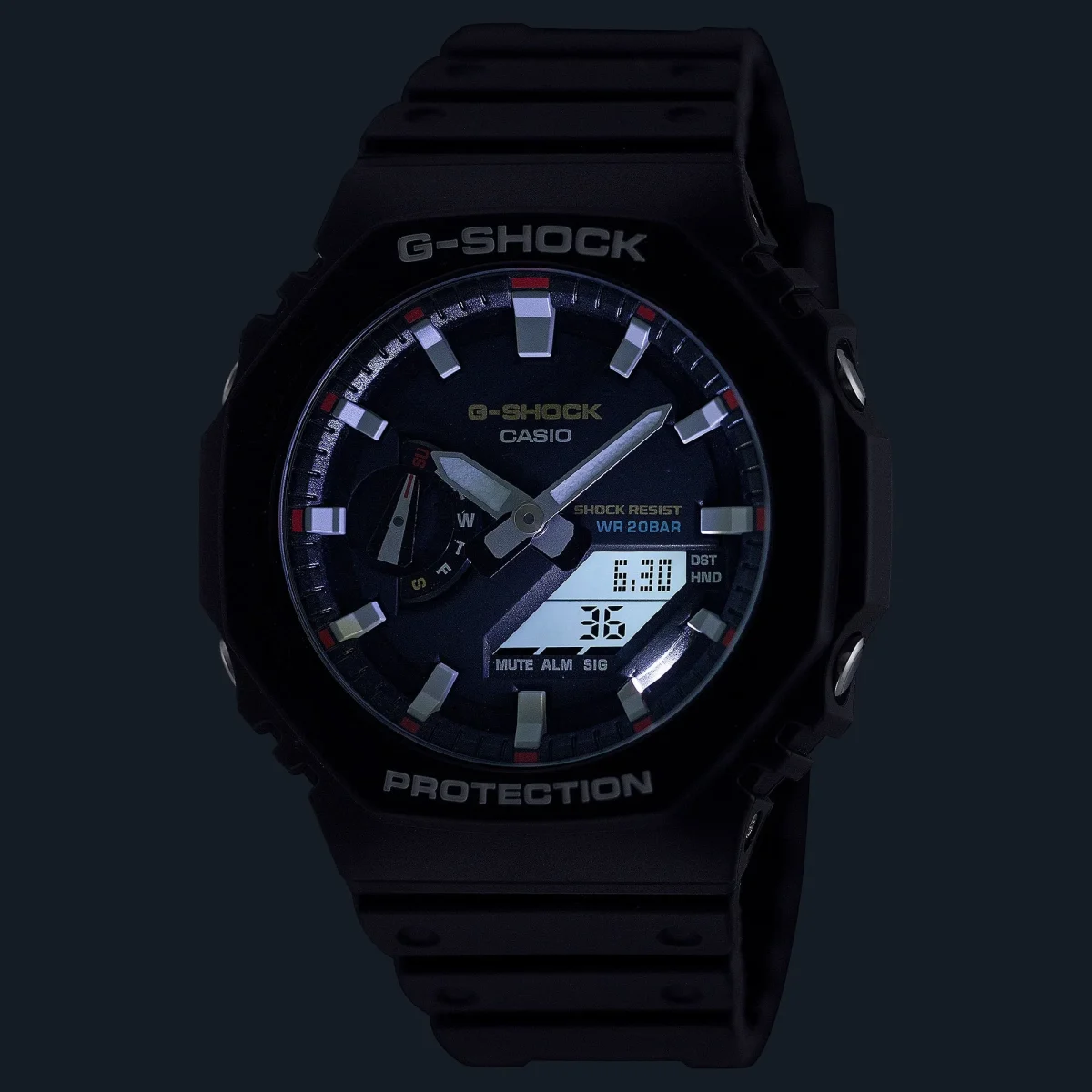 Casio G-Shock GA2100RL-1A – Carbon Core Guard Analog-Digital “CasiOak” (Black/Red Accent)
