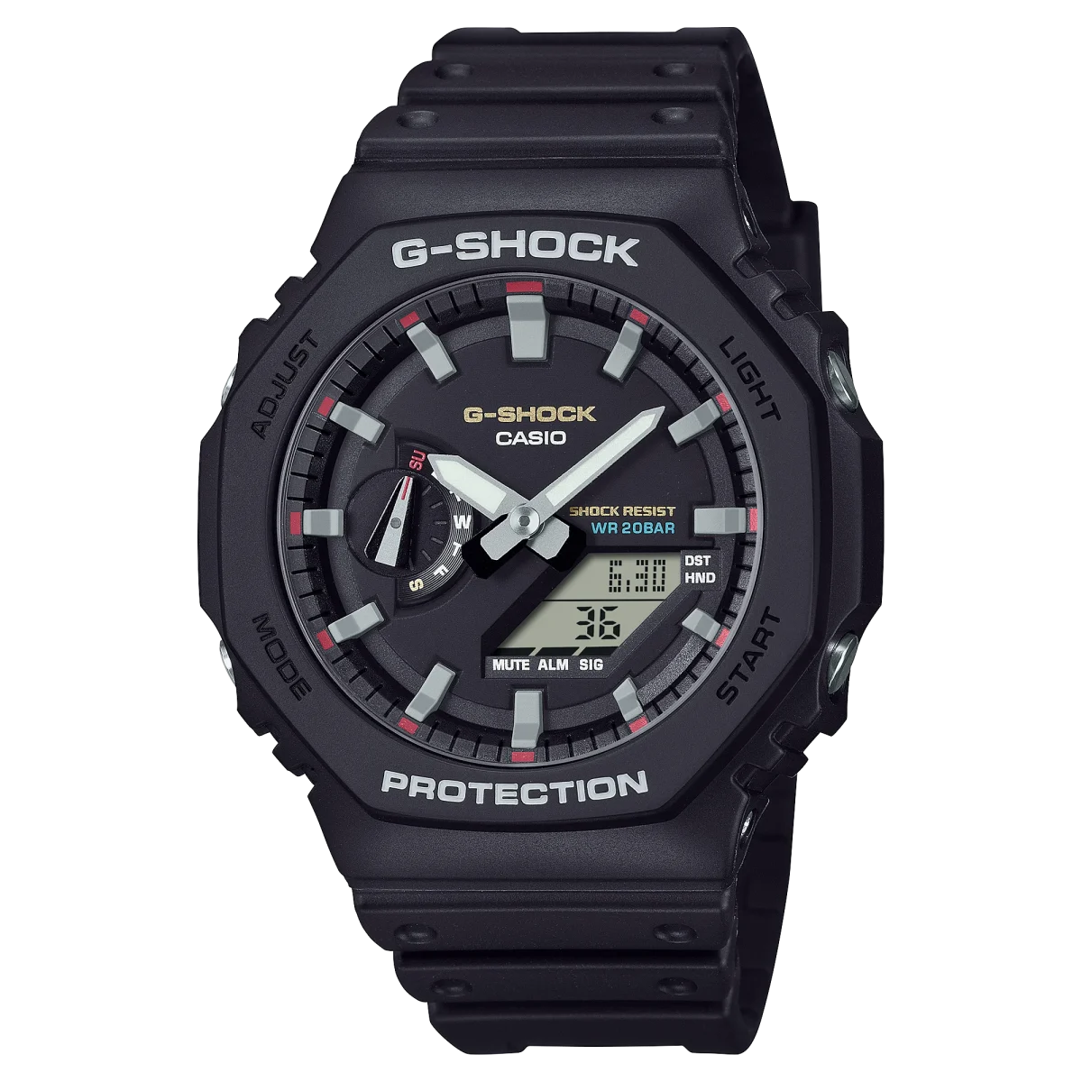 Casio G-Shock GA2100RL-1A – Carbon Core Guard Analog-Digital “CasiOak” (Black/Red Accent)