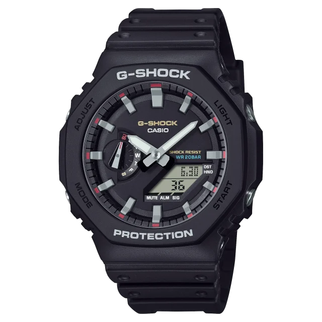 Casio G-Shock GA2100RL-1A – Carbon Core Guard Analog-Digital “CasiOak” (Black/Red Accent)