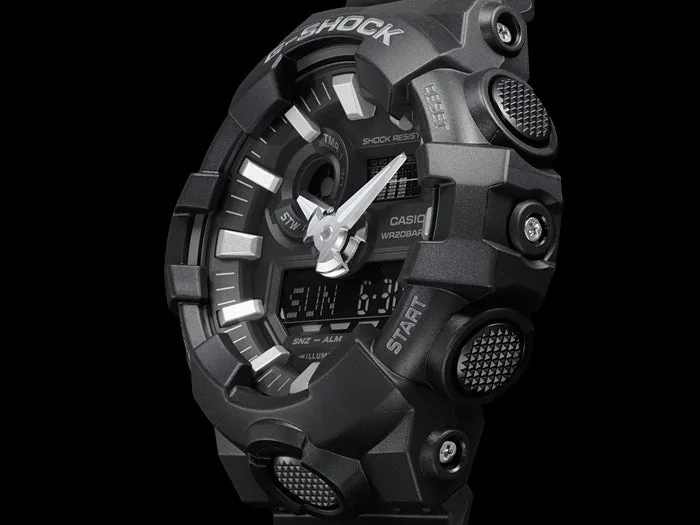 Casio G-Shock GA700-1B Black Resin Analog-Digital Watch – 200M Water Resistant, Super Illuminator