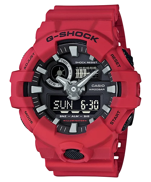 Casio G-Shock GA700-4ADR – Red Resin Strap / Black Dial – Shock-Resistant Men’s Analog-Digital Watch