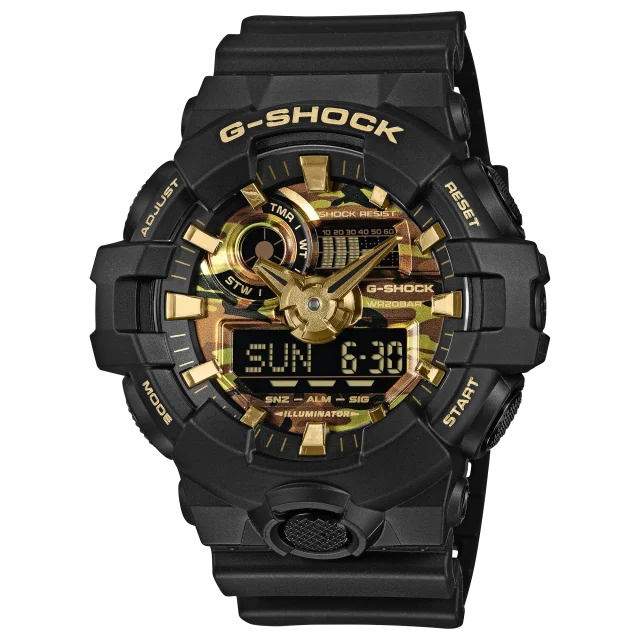 Casio G-Shock GA700CF-1A Bold Camo Black & Gold Men's Watch