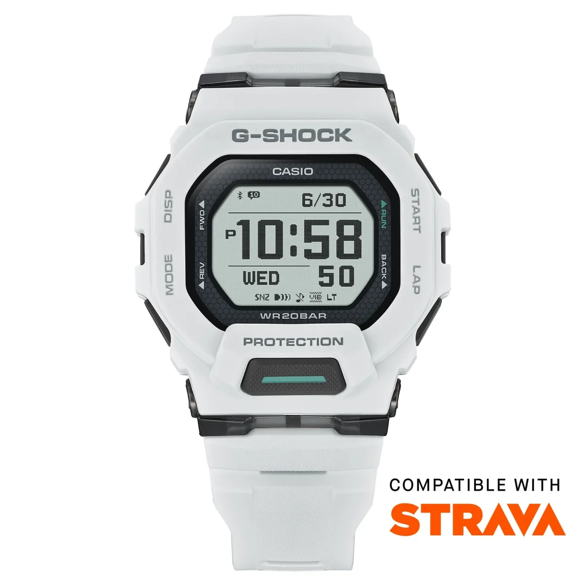 CASIO G‑SHOCK GBD‑200‑7DR Bluetooth Step‑Tracker Sports Watch — White